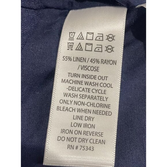 Christian Siriano Linen Blend Cropped Vest Top Navy Blue size10 NWT - Picture 6 of 10